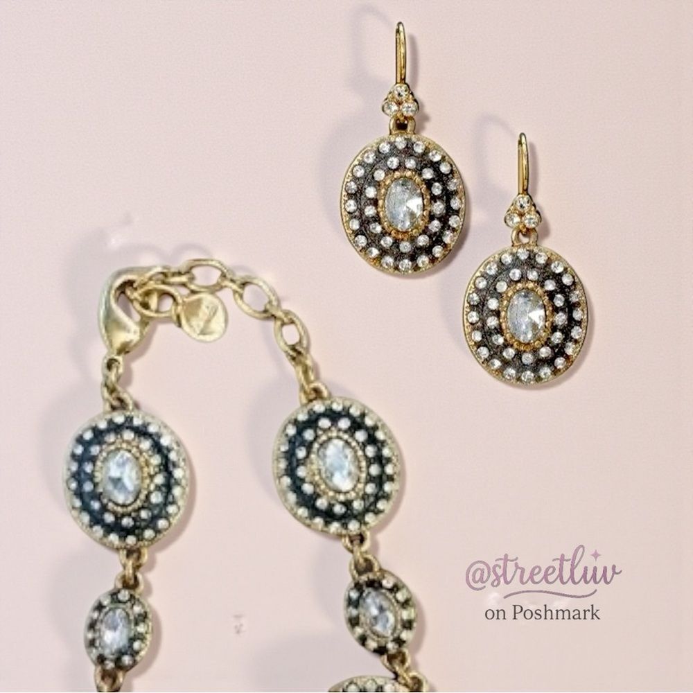 Stella & Dot Neeya Pavé Bracelet & Earrings Set Gold - Picture 5 of 11